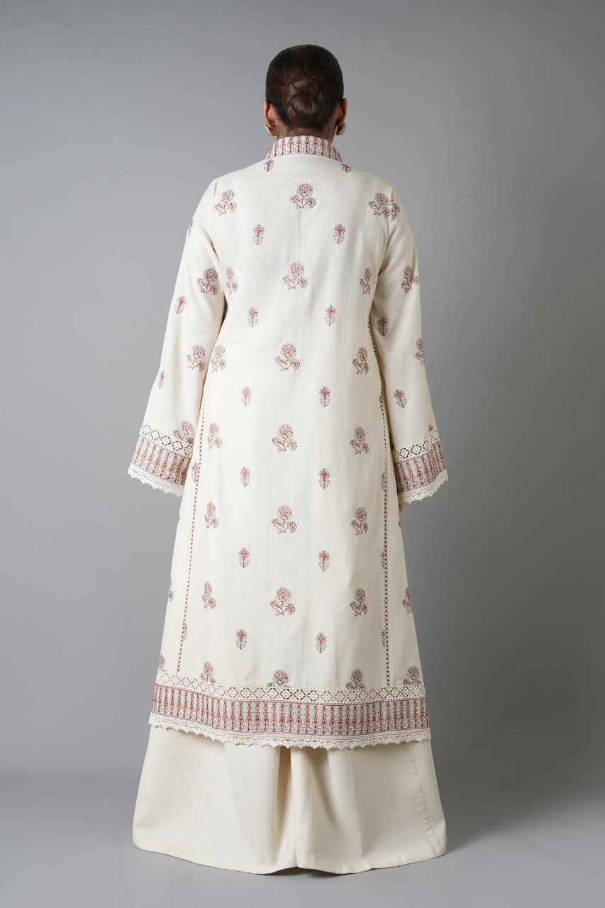 Embroidered Dhanak 3-Piece Suit with Embroidered Shawl D-079 - product photo 5