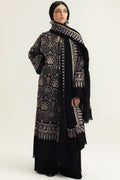 Embroidered Dhanak 3-Piece Suit with Embroidered Shawl D-073 - product photo 1