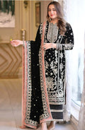 Embroidered Micro Velvet 3-Piece with Velvet Shawl D-88 - product photo 1