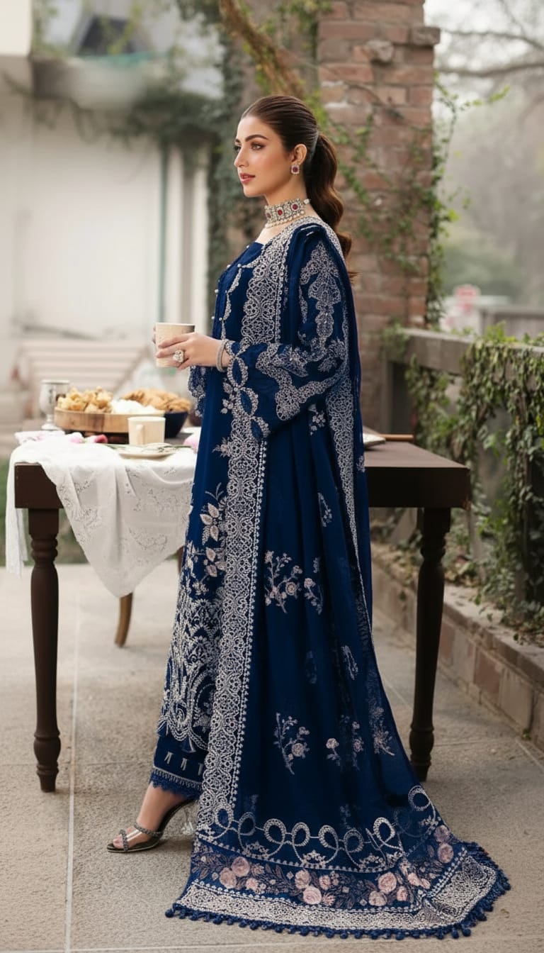 Embroidered Dhanak 3-Piece with Chiffon Dupatta BL-044 - product photo 3