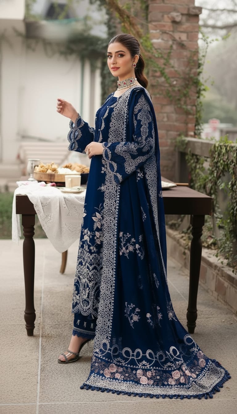Embroidered Dhanak 3-Piece with Chiffon Dupatta BL-044 - product photo 5