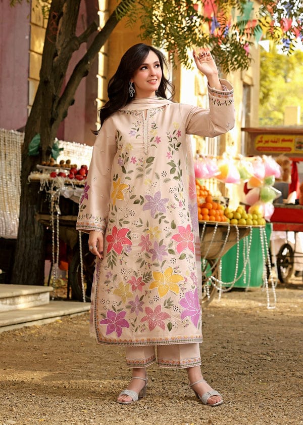 Embroidered Dhanak 3-Piece Suit with Embroidered Shawl BL-101 - product photo 5