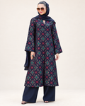 Navy Geometric embroidered Dhanak winter three-piece suit , image 1